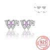 Pink Series Romantic Flower Butterfly Unicorn Tulip Geometry 925 Silver Earrings Boutique Fine Jewelry Gifts for Women