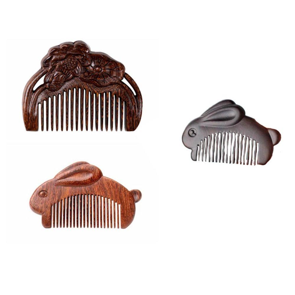 Rabbit Sandalwood Comb Anti Static Wooden Comb Portable Mini Comb Brush  Women