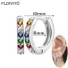 925 Silver Needle Crystal 9mm Small Hoop Earrings for Women Minimal Huggie Earrings Colorful Zircon Piercing Earrings Jewelry