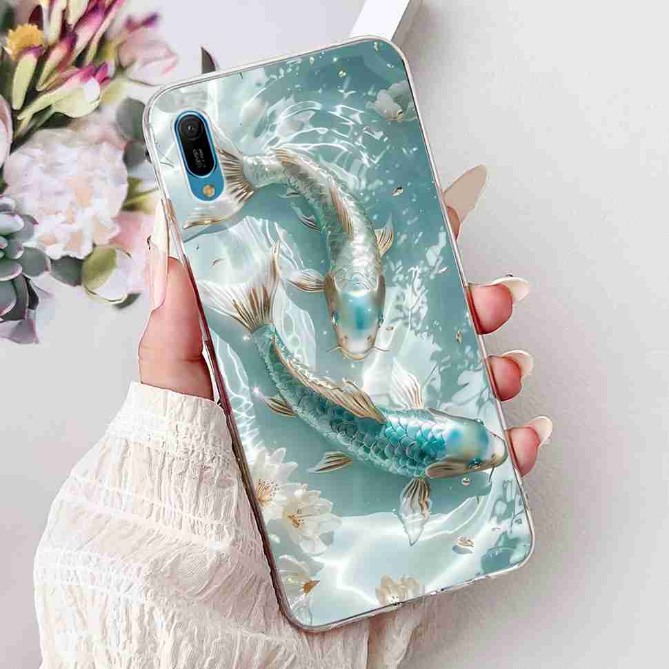 For Huawei Y6 Pro 2019 MRD-LX2 Case Fashion Flower Love Silicone TPU Shockproof Cover For Huawei Y6Pro Y16 pro 2019 Phone Cases