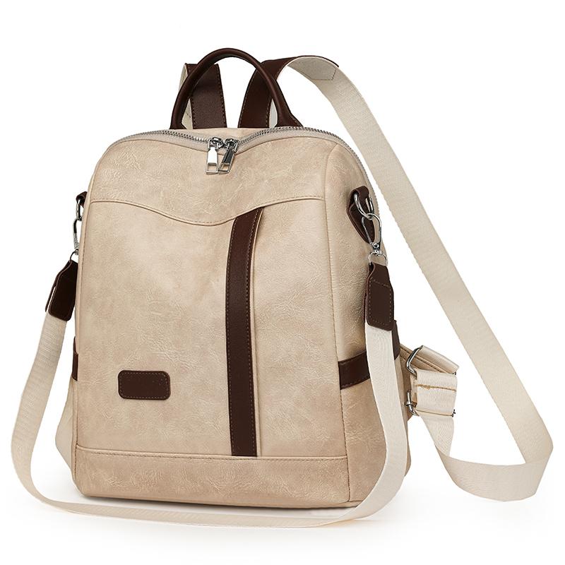 Weicher Lederrucksack Damen Große Kapazität Preppy Rucksack Verschleißfest Leichte Reisetasche