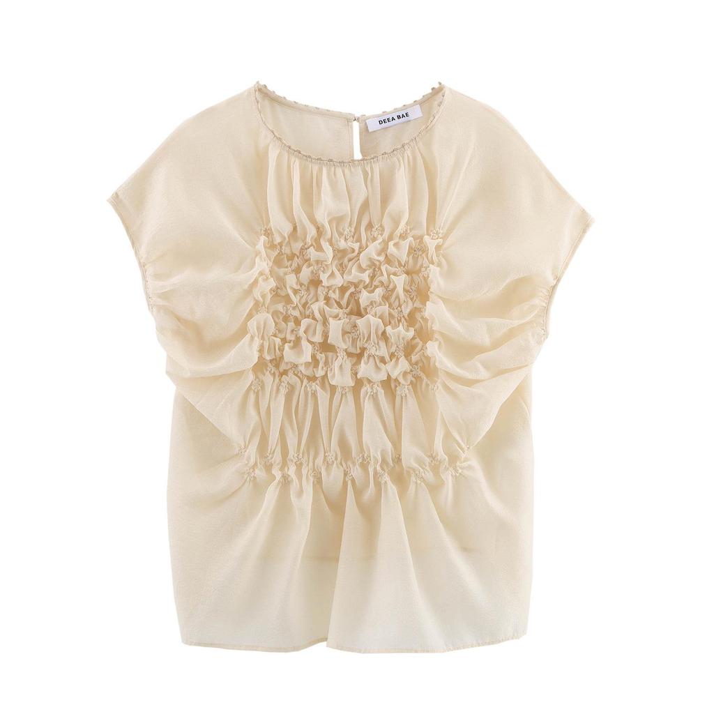 Spring 2025 Women's 3D Floral Embroidery Top - European & American Style Fashion