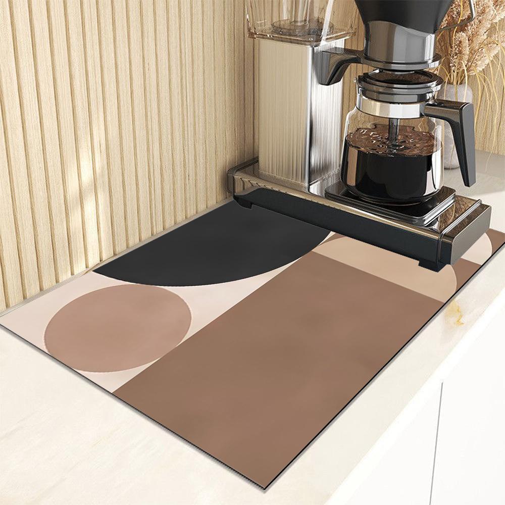 Modern Abstract Geometric Absorbent Dish Drying Mat Decor Multi-Functional Kitchen Counter Dining Table Coffee Machine Pad