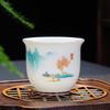 Sheep Fat Jade Ceramic Rose Tea Tasting Teacup, Personal Use Gongfu Set 