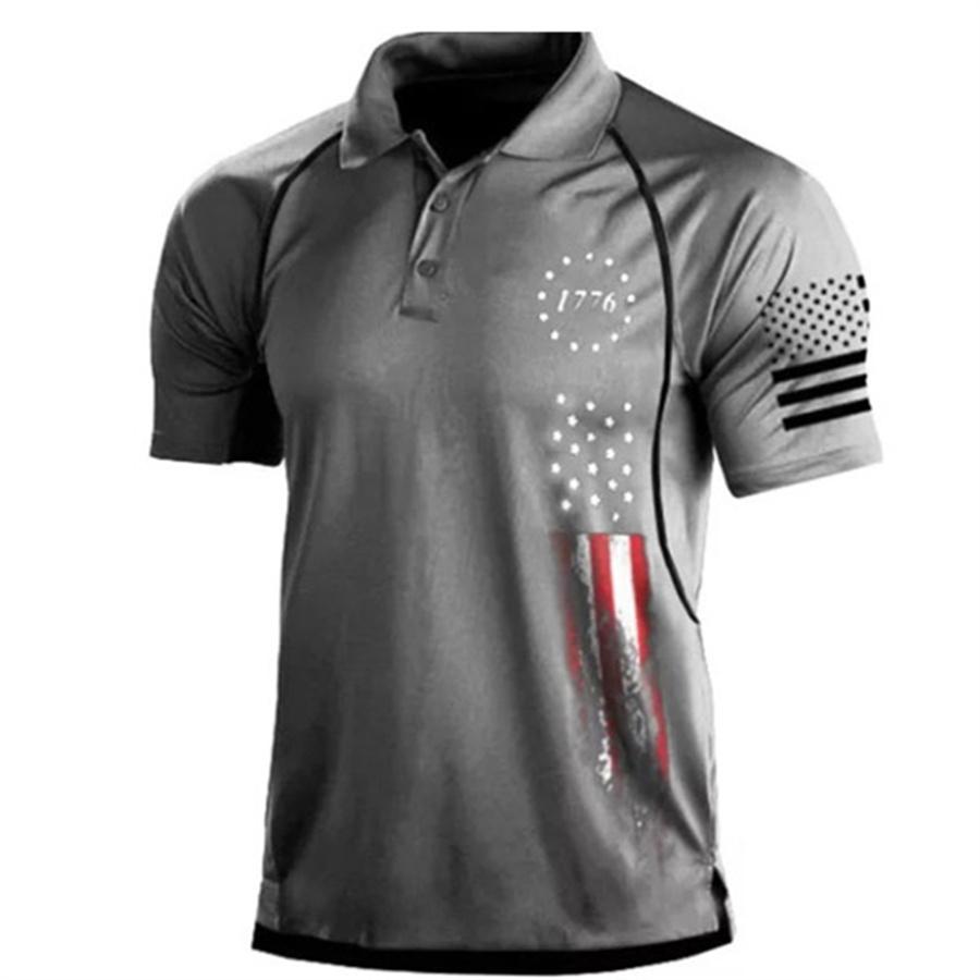 Maglietta POLO casual da uomo, colletto polo, cerniera, manica corta, moda, verde mimetico, uomo