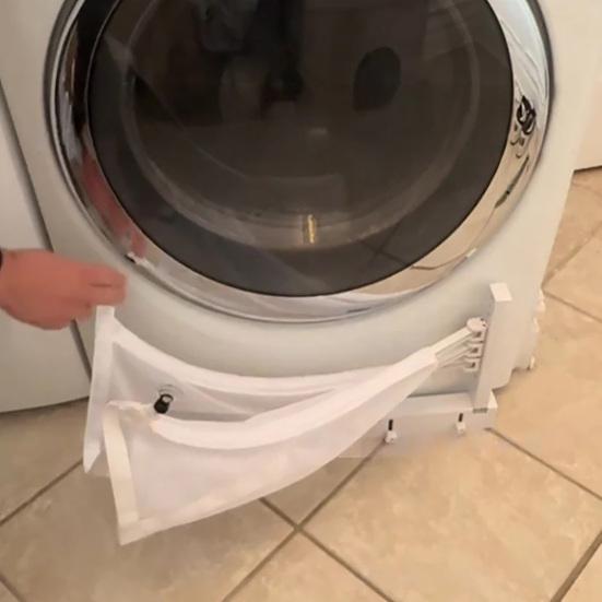 Back Pain Relief Laundry Tool Front Load Washing Machine Catcher Net, Foldable Anti-drop Washer Room Storage Solutions Collection Suction Cup