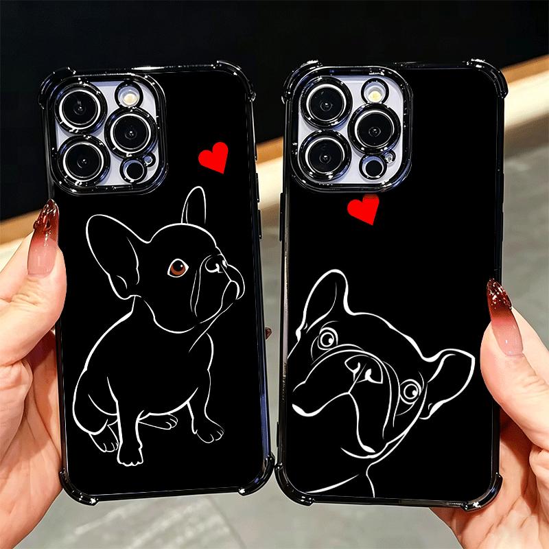 French Bulldog Black Desgin Plating Phone Case For Xiaomi Poco X5 X6 X7 X8 Pro Max F8 Ultra F7 M8 M7 M5S Redmi 15C 15 14C 13C 13
