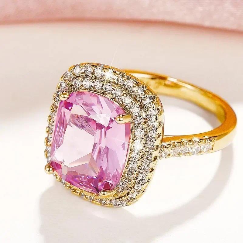 Nuovo Anello da Donna Hyperbole per Festa Cocktail Con Enorme Zircone Cubico Azzurro Montatura a Griffa Regalo di San Valentino per Moglie