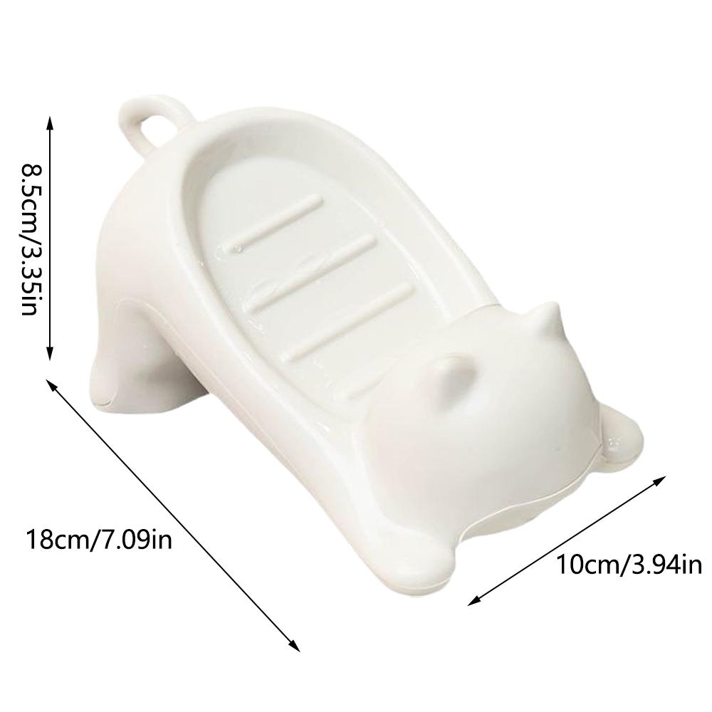 Drainable Sponge Soap Bar Container Tray Cartoon Cat Plastic Soap Box Washing Sponge Holder Decorative Storage Rack