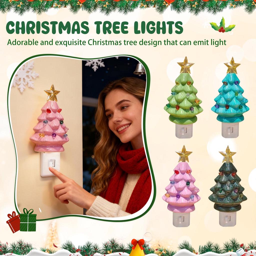 Plug-in Christmas Tree Night LightUL 360° Rotating Holiday Decoration