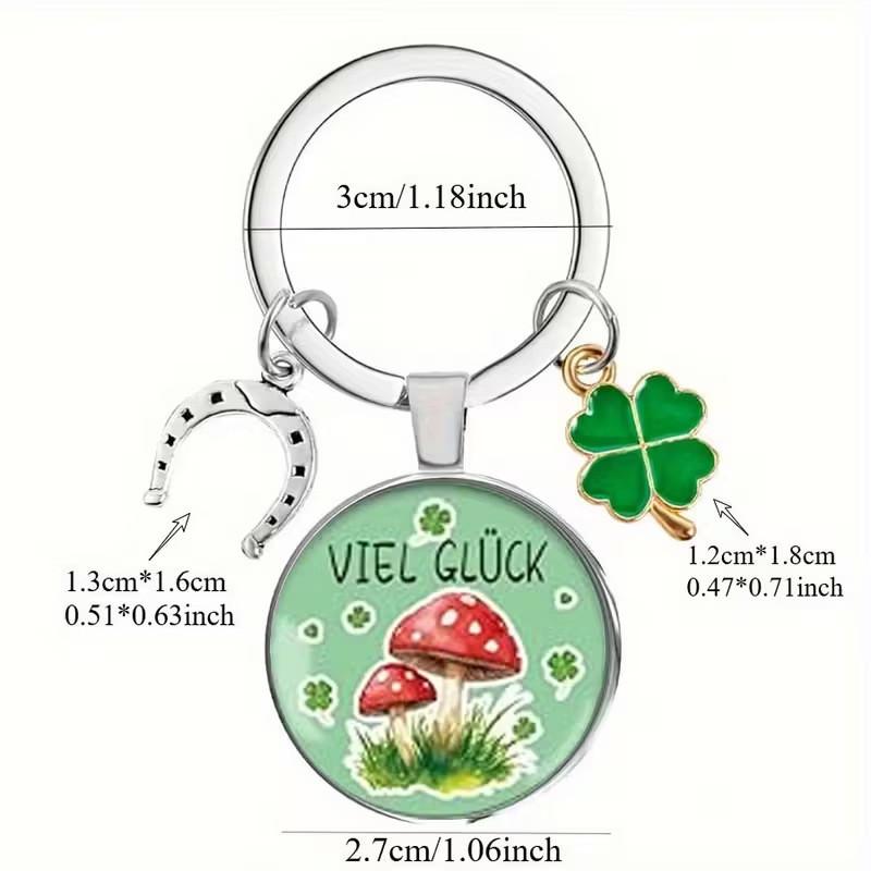 Four Clover Leaf And Mushroom Keychain Cute Pendant For Holiday Gift Event