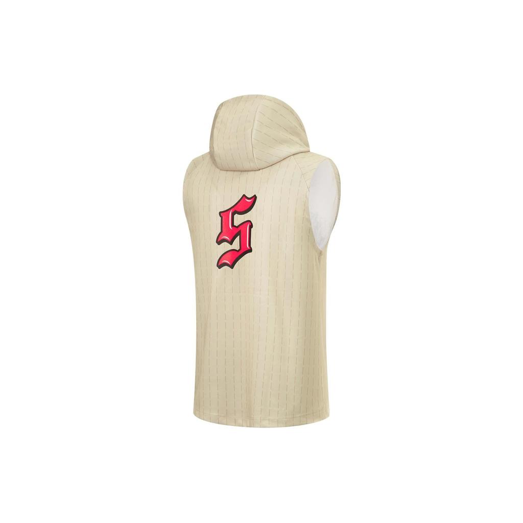 Li Ning CBA Professionelle Basketballserie Logo Buchstaben Print Schnelltrocknend Ärmelloser Hoodie Herren Hoodies Mondschein-Grau AVST101-2