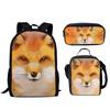 Trendy Popular New Fox 3D Print 3pcs/Set Student School Bags Laptop Daypack Backpack Lunch Bag Pencil Case
