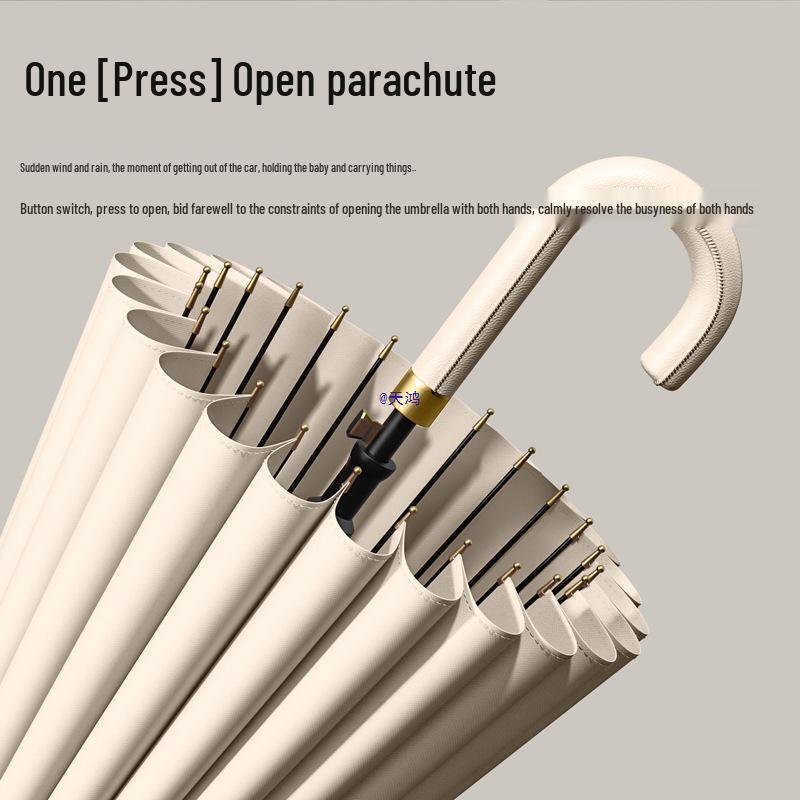 Extra-Large Women’s 24-Rib Windproof Double-Person Umbrella with Long Handle & Hook