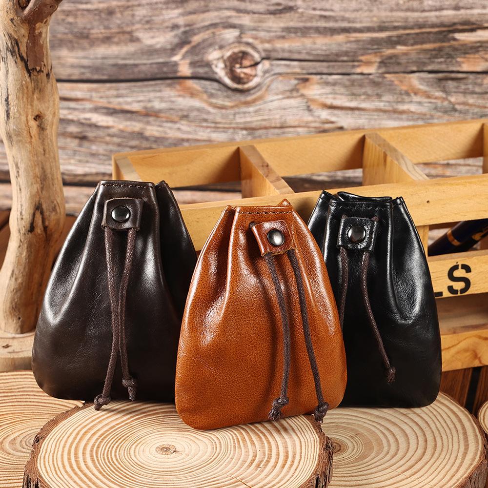 Leder Geschenk Münztasche Mini Tasche Bündel Schmuck Aufbewahrungstasche Retro Handgemachte Geldbörse