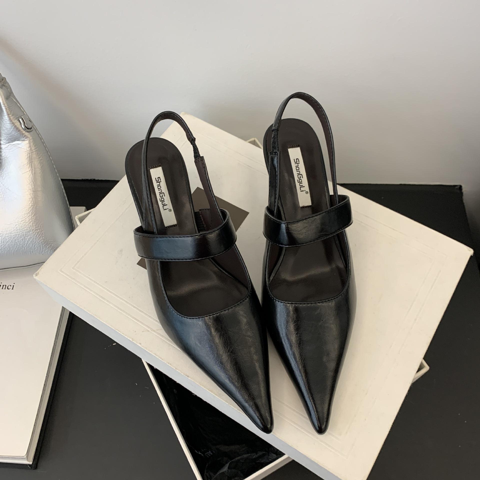 

Туфли на высоком каблуке с острым носком Модные женские туфли Босоножки на высоком каблуке из лакированной кожи 39 чёрный