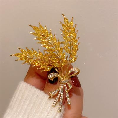 High-End Super Beautiful Gold Wheat Ear Brooch Brooch Brooch Femininity Yellow Bouquet Suit Coat Pin Buckle