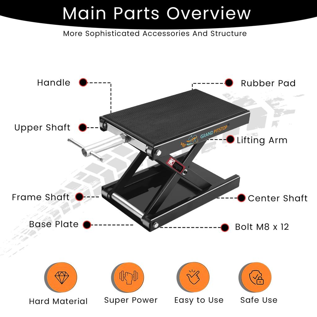 GRAND PITSTOP Motorcycle Roller Stand Paddock Stand Replacement Wheel Wheel Cleaning Stand for tire Cleaning Chain Lubrication GRoller Medium 485 with