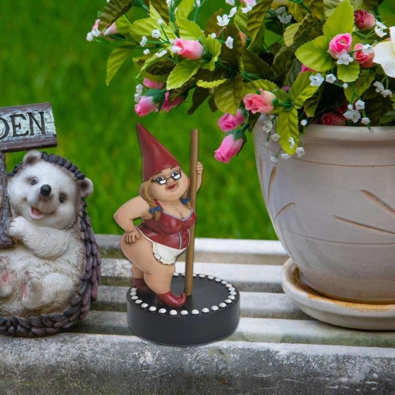 Humorystyczne krasnale ogrodowe Rzeźby żywiczne Słupki Tancerka Figurka Nieodpowiedni Prezent na Biurko lub Półkę Dekoracje