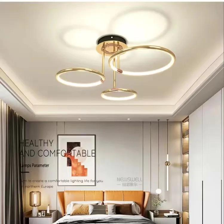 Modern minimalist led chandelier light luxury art gold circle livingroom restaurant bedroom kitchen home decor hanging Lights
