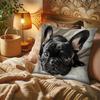 1 French doggie pillow cover, soft plush zipper design, single-sided printing