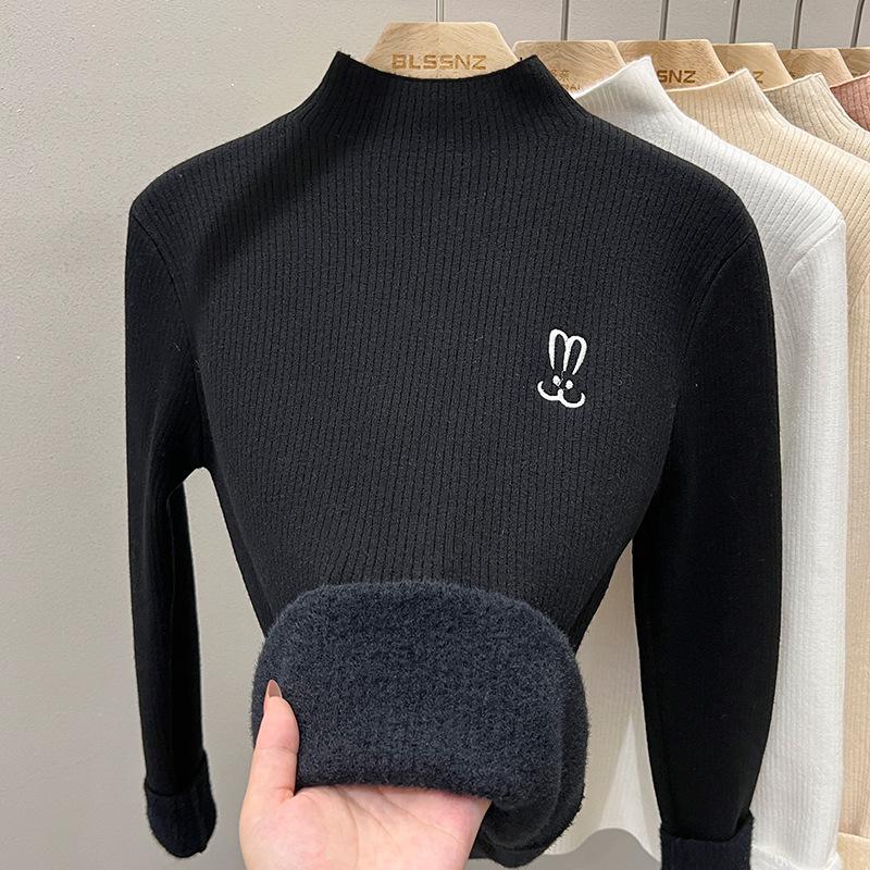 

Mink Velvet Fleece-Lined Thickened Base Sweater for Women - Winter 2025 One-Piece Fleece Top for Autumn and Winter Inner Wear L