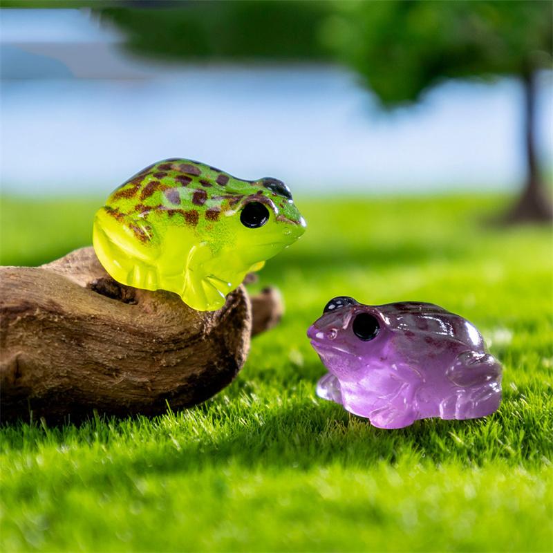 New Arrival Miniature Frog Figurine Micro-Landscape Garden Ornament Illuminated Decorative Piece Home Desktop Trinket Aquarium Decoration 4cm X 3cm