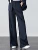 Women's High-Waisted Khaki Wide-Leg Suit Pants for Spring/Summer 2026 - Straight, Thin, and Draped