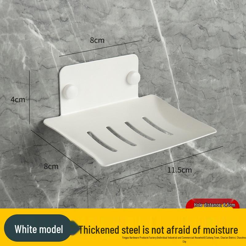 Wall-Mounted No-Drill Stainless Steel Soap Holder with Draining Feature