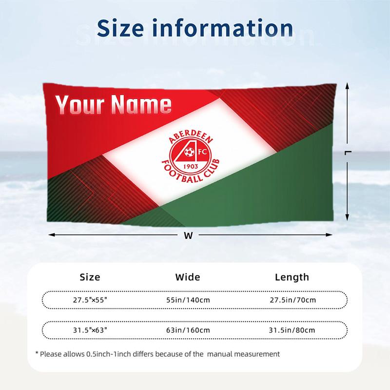 Custom Text Beach Towel, Soft Absorbent Swimming Multi-use TowelAberdeen FC