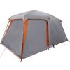 5 Person Camping Tent with Awning Grey and Orange Waterproof