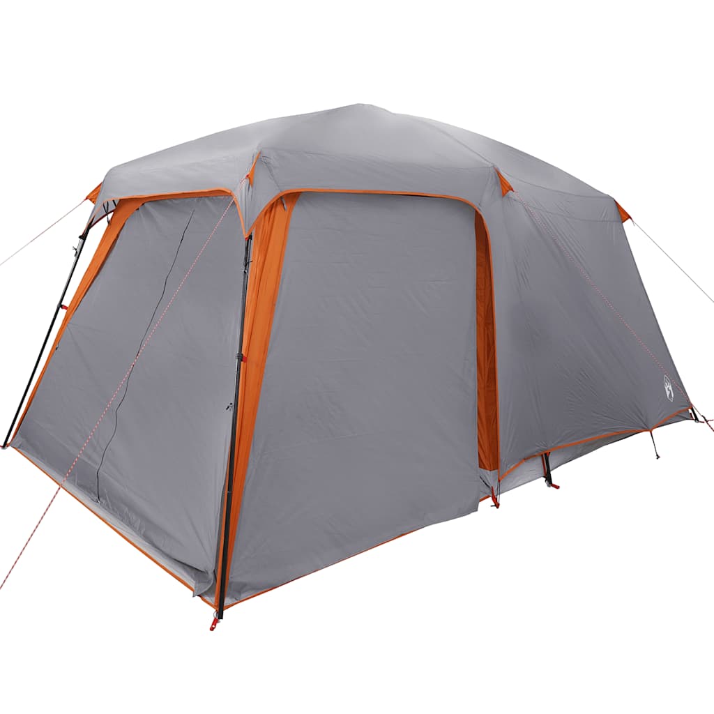5 Person Camping Tent with Awning Grey and Orange Waterproof