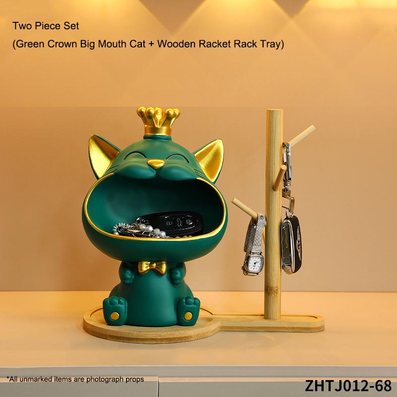 Krone Großer Mund Katze Ornament Freudvolle Reichtum Anziehung Katze Schlüsselaufbewahrung Ornament Haus Schreibtisch Dekoration Einweihungsgeschenk