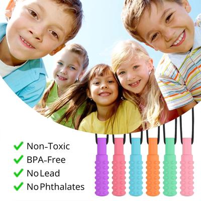 Kaubare Halskette, Silikon-Beißspielzeug für autistische Kinder, sichere Stimulation des Babykauens, beruhigende Zahnbeschwerden