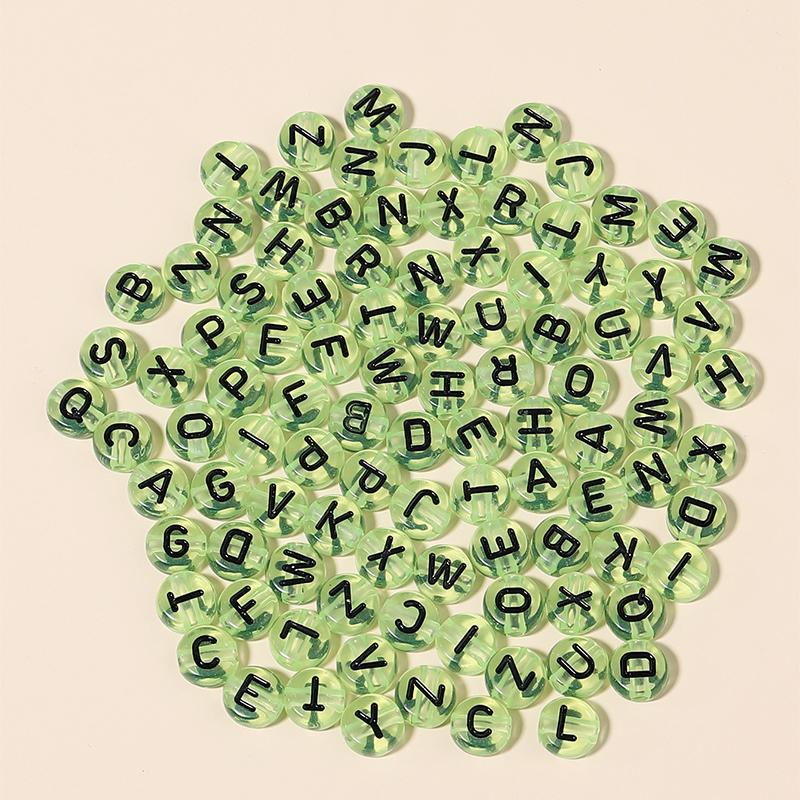 100Pcs Acrylic Letter Beads For Jewelry Making Clear Alphabet 7mm Flat Round Spacer Bead Diy Bracelets Necklace Accessories