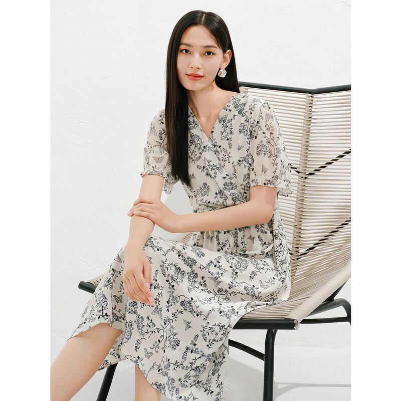 Jiuzi Annacol 100% Silk Floral Commuter Dress