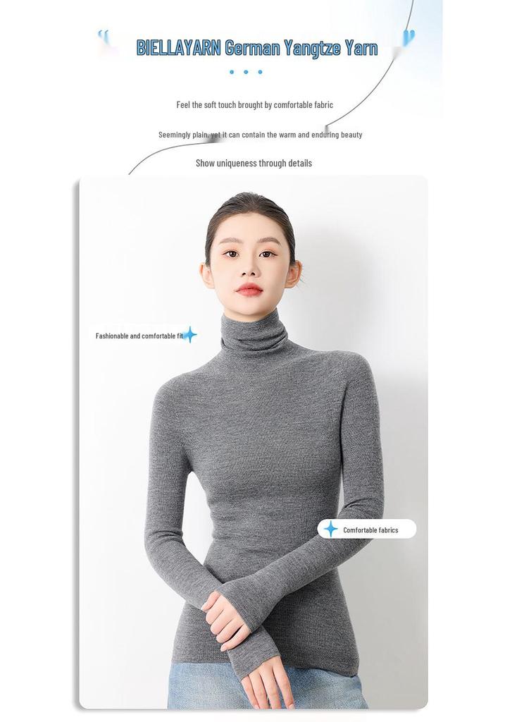 Premium Yangtze Seamless Wool Slim-Fit Women's High-Neck Base Layer Sweater
