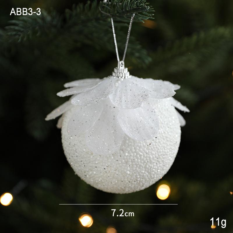 Festive White Christmas Foam Ball – Snow Flower Design for Xmas/New Year Home Décor