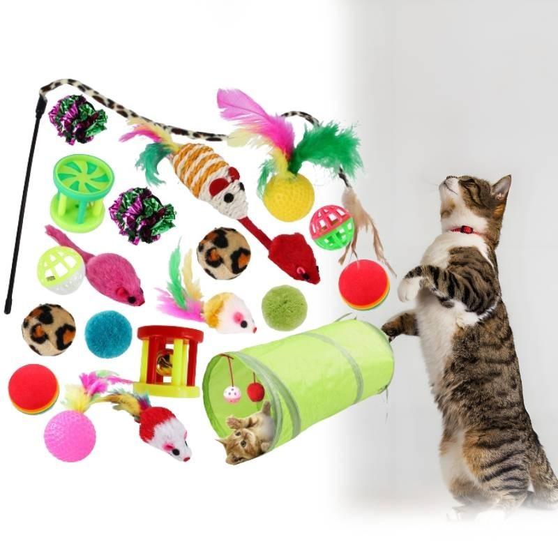 Ultimate Cat Play Set Sisal Ball Cat Wand Cat Tunnel 21 Piece Kit For Curious Cats