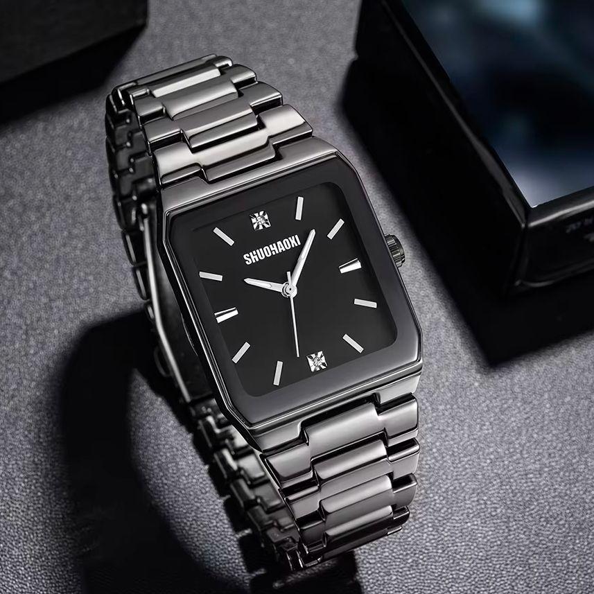 1Pc Men's Fashionable High-End Classic Stainless Steel Strap Quartz Watch Suitable for Daily Wear