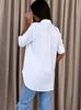 Ladies Casual Button Up Office Shirt Solid Color Long Sleeve Blouse with Collar Business Work Top for Daily Wear