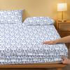 1Pc Blue And White Magpie Pattern Brushed Fitted Sheet, Printed Bed Cover For Bedroom, Bedding (Excluding Pillowcases)