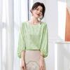 Summer stretch mulberry band silk jacquard shirt women's top mulberry silk shirt