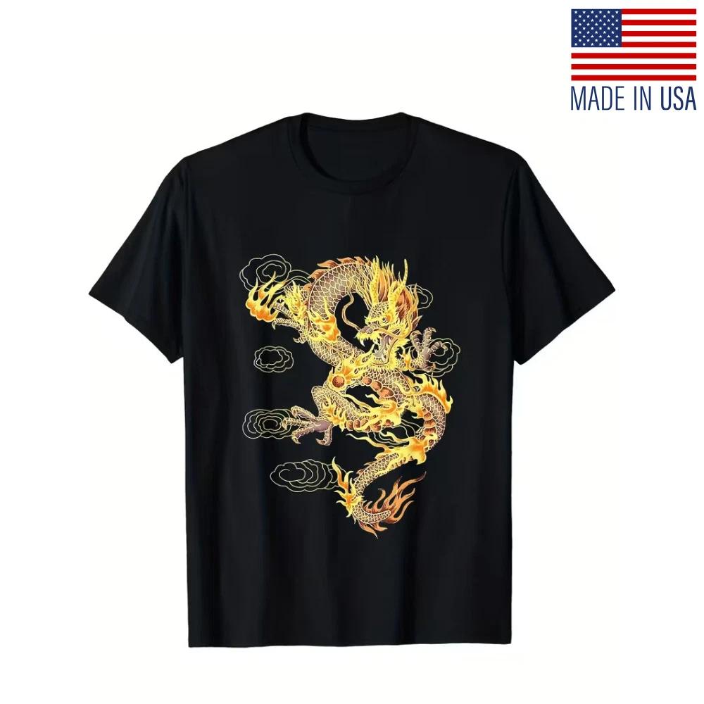 Мужская футболка с изображением традиционного китайского дракона, символа силы и мощи S
