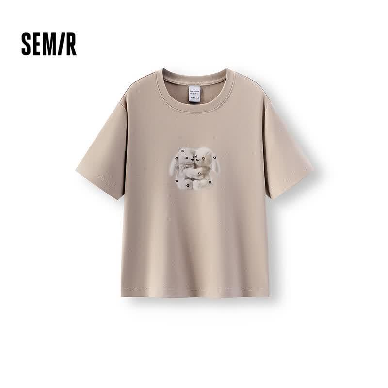 Semir Women's Cropped Slim Fit Printed T-shirt