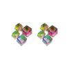 Color sugar cube crystal stud earrings women's light luxury niche design high-end earrings fresh and sweet fashion new earrings