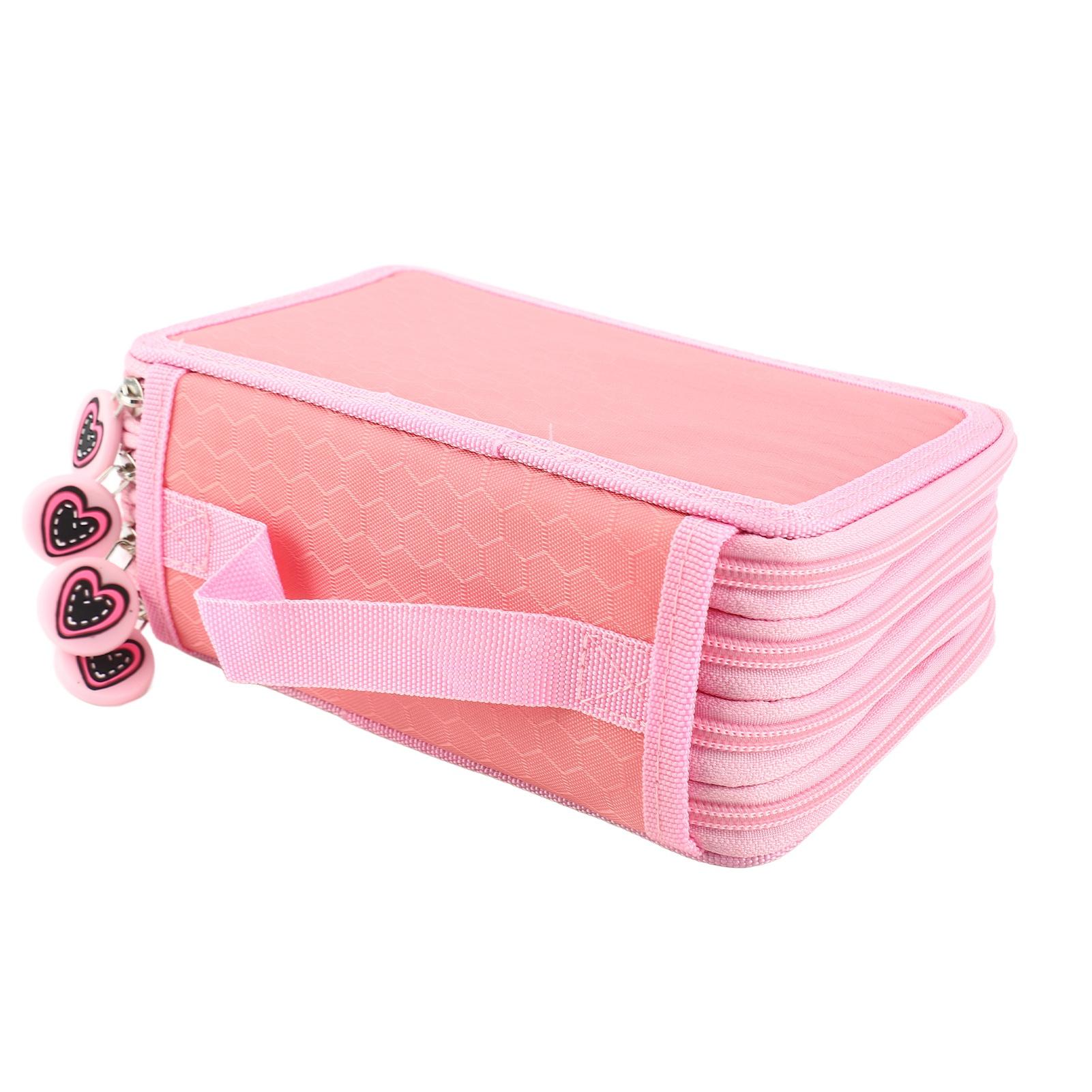 

Пенал на 72 отделения, цветной, сумка-чехол для карандашей, большая вместимость, Оксфорд, многослойный органайзер для карандашей, розовый