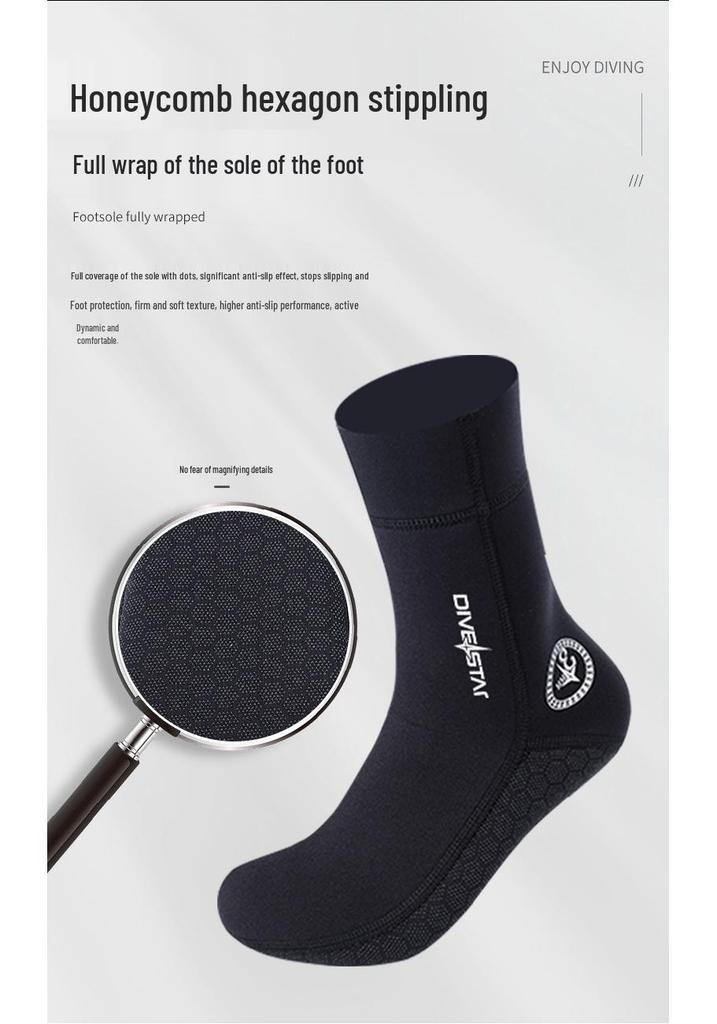 3/5mm Mid-Calf Thickened Diving Socks - Non-Slip, Quick-Drying, Wear-Resistant Beach Sock Covers for Snorkeling, Surfing, Swimming, and Water Sports