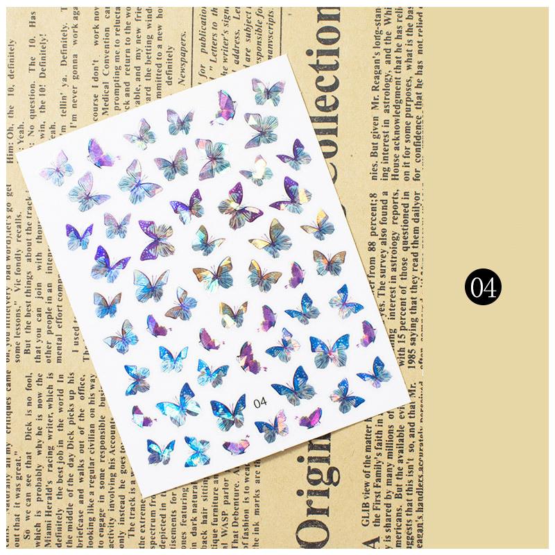 1pc 3D Nail Stickers Spring Summer Natural Flower Leaves Simulation Dried Flower Dragonfly Nail Applique Water Slides Decoration