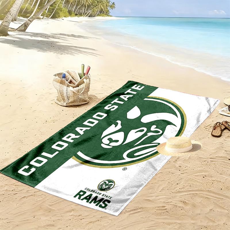 Colorado State Rams Print Beach Towel, Large Soft Quick Dry Towel for Beach Camping Swimming